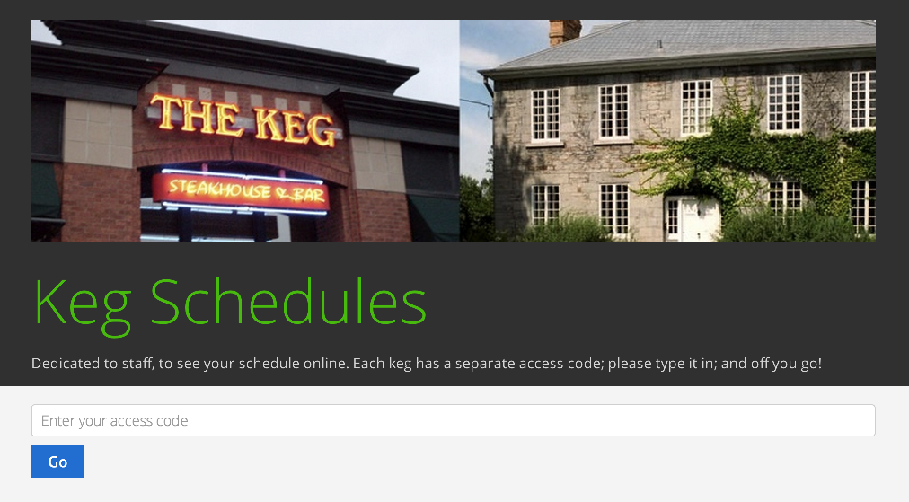 The Keg Schedules Home Page